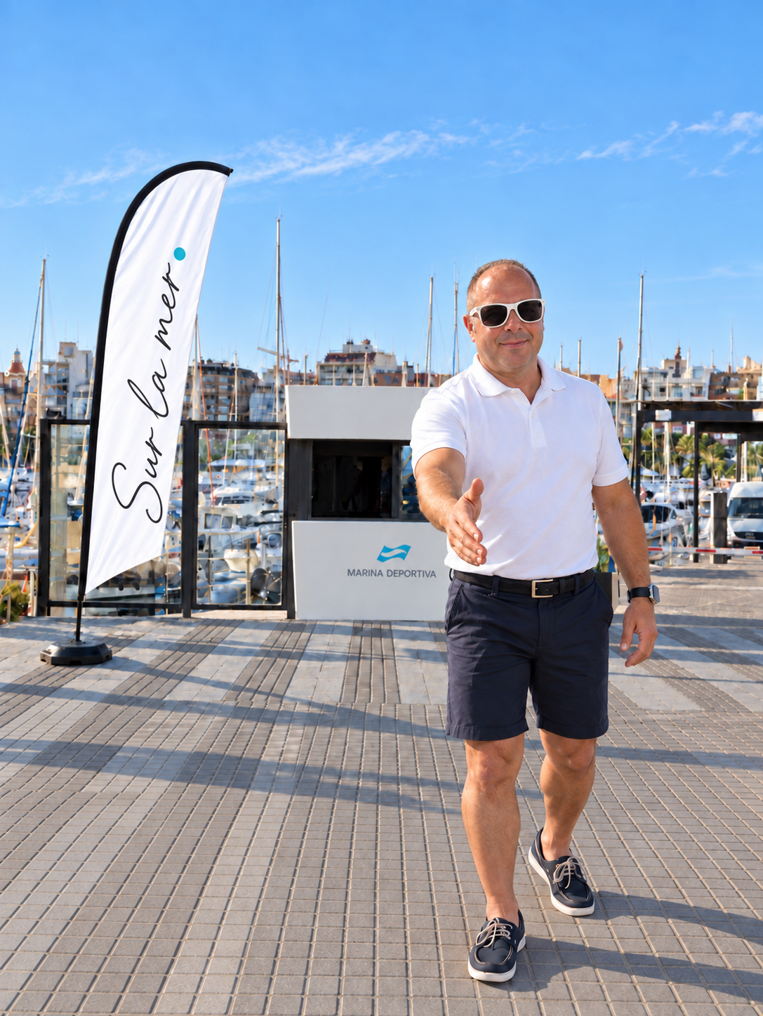Portrait de Ben, fondateur de Sur la mer, à la marina